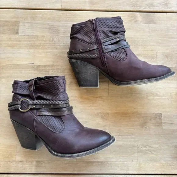 Maurice’s Carol 101878 Western Braided Strappy Ankle Zip Up Bootie Size 9M - Picture 3 of 13